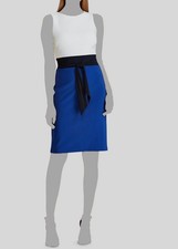 Ralph Lauren Women's Blue White Self-Tie Jersey Crew-Neck Sheath Petite Dress 8P