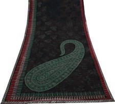 Sushila Vintage Black Saree Blend Georgette Silk Printed Floral Craft Fabric