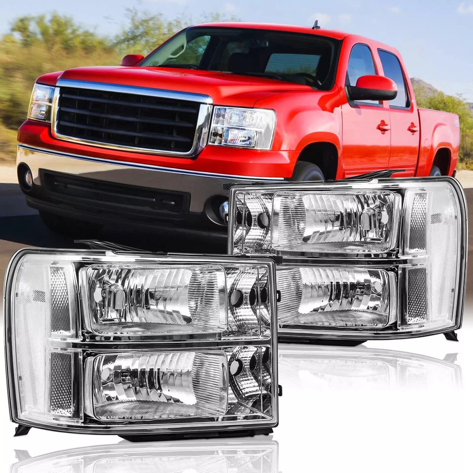 Conjunto de faros transparentes LR de fábrica para GMC Sierra 1500 2500HD 3500HD 2007-2013 Foto 4 de 4