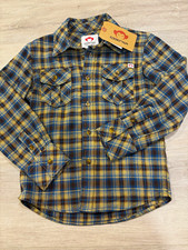Appaman Boys Plaid Flannel Long Sleeve Button-Up Shirt w/ Pockets Blue Brown 7
