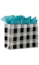 SSWBasics- Large Buffalo Check Paper Shopping Bags - Case of 100 Paper Bags