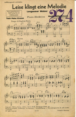 Leise klingt eine Melodie, Ludwig Schmidseder, 2 Violinen + Klavier (+ Tp in Bb)