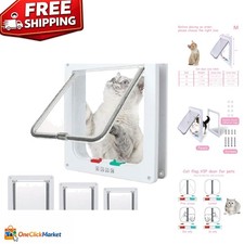 7.5" x 7.8" Cat Flap Door - Versatile 4 Way Locking for Interior Exterior Use