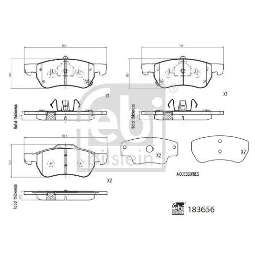 Plaquettes de frein Febi Bilstein 183656 trajets pluvieux MG