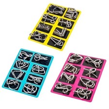 Metal Wire Puzzle Set of 24 with Pouch,Brain Teaser IQ Test Trick Toy for Party