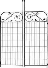 1 Pack Black Coated Steel Decorative Garden Fence Gate 8 Leaves,