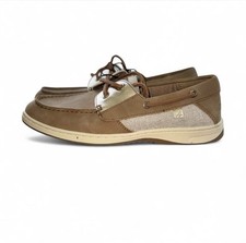 Sperry Whalefish Women's 6 Tan Gold Metallic Memory Foam Lace Up Boat Shoes NWOB