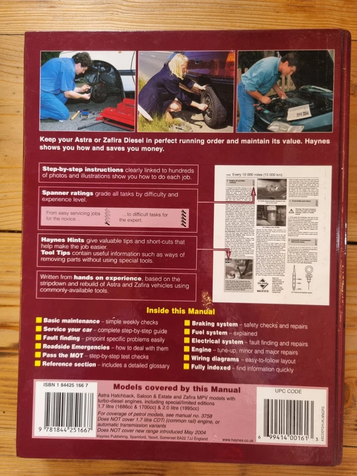 Vauxhall/Opel Astra & Zafira 1998-2004 Diesel Haynes Service Repair Manual 3797 - Image 2 of 2