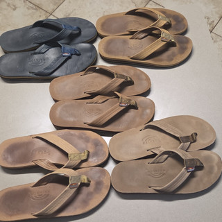 Rainbow Men’s Leather Thong Sandals Brown Slip On Casual Size 12 Standard
