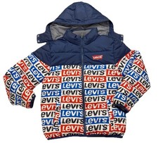 Levis Strauss Kid's L 12-13 Y/O Puffer Jacket Graphic Full Zip Logo Hoodie