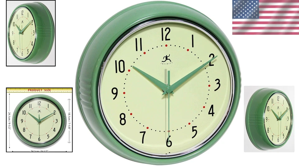 Reloj de pared silencioso anti-ticking verde Foto 2 de 4