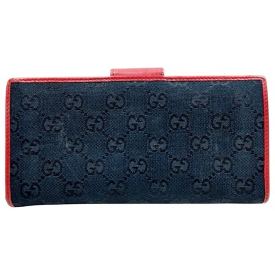 【GUCCI】WALLET Gucci Rare Long Wallet Purse Logo GG Black Red Canvas
