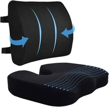 Memory Foam Seat Cushion for Office Chair Orthopedic Back & Butt Pillow Sciatica