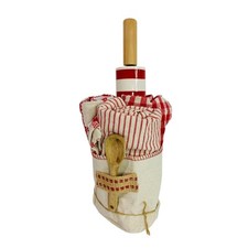 Kitchen Baking Set 3 Towels Spoon Ceramic Rolling Pin New Red