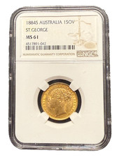 Australia 1884s Gold 1 Sovereign NGC MS61 Saint George Victoria
