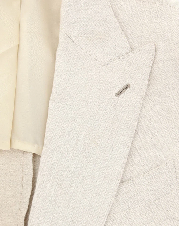 Abrigo deportivo liso de lino beige Luigi Borrelli - 48/58 - (GU3B167960R8) Foto 3 de 4