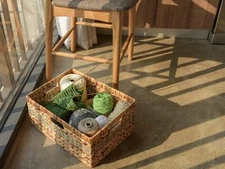 Rectangular Wicker Basket,Seagrass Storage Basket withBuilt-In Handles,Pack of 1