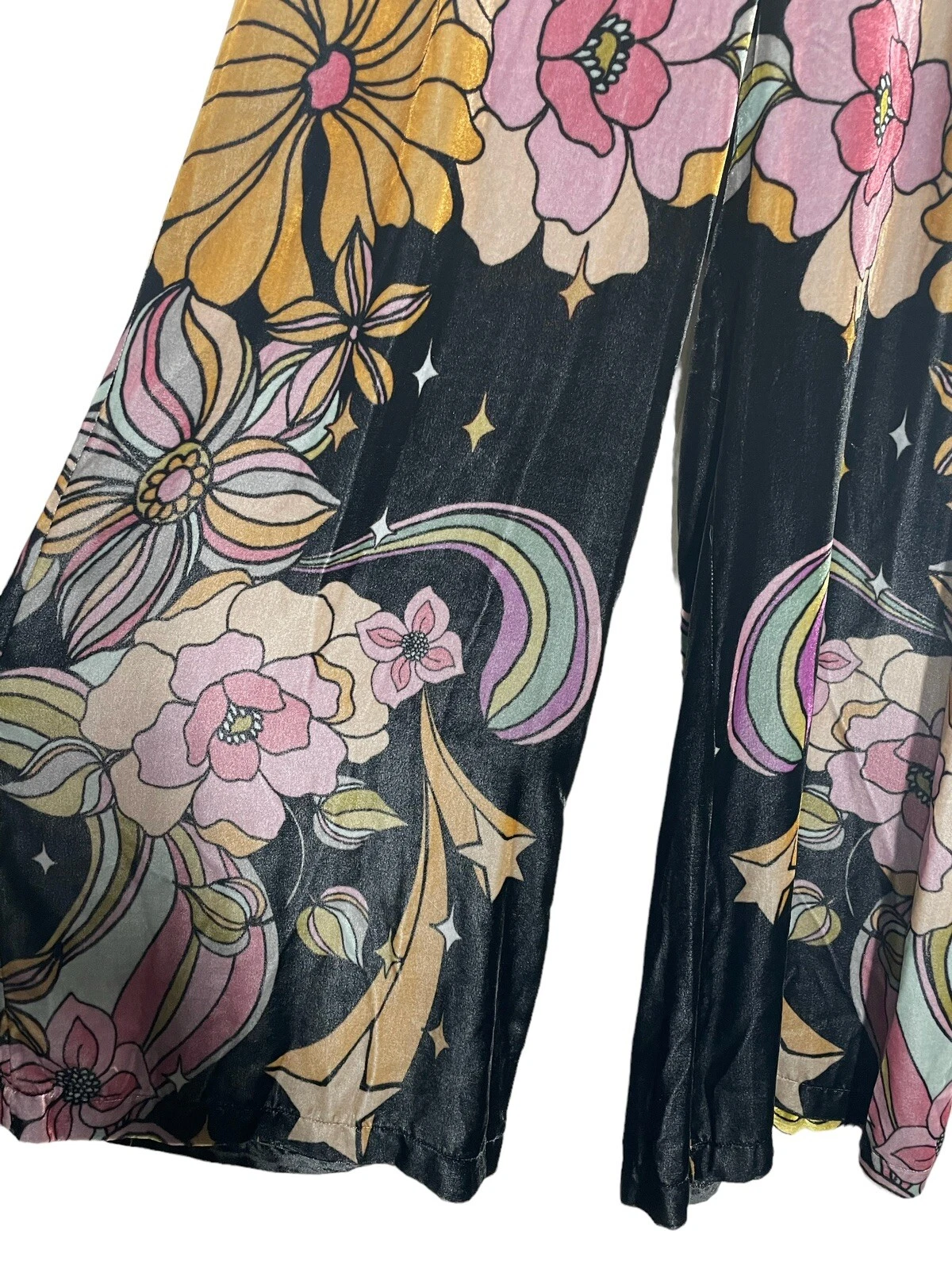 Johnny Was XS Priscilla Easy Womens Pant Floral Print Velvet Palazzo $375