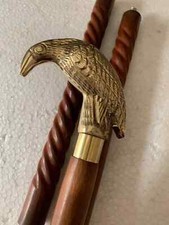 Raven Vintage Designer Handle Canes Wooden Spiral Walking Stick Carved 36" Gift
