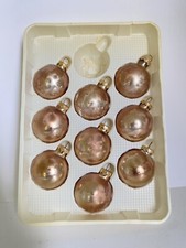 Vintage Holiday Time 9pc set brushed Gold Christmas Ornaments Made in USA in box