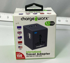 International Travel Adapter Power Outlet Plug 2 USB Ports USA Euro UK AUS CHINA
