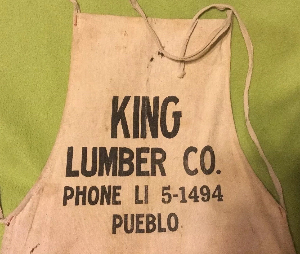 Vintage Lumber yard Apron KING LUMBER CO Pueblo, Colorado eBay