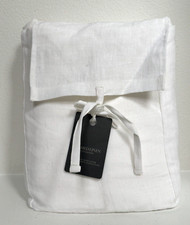 RH Restoration Hardware Framed White Beige LINEN Full / Queen DUVET COVER