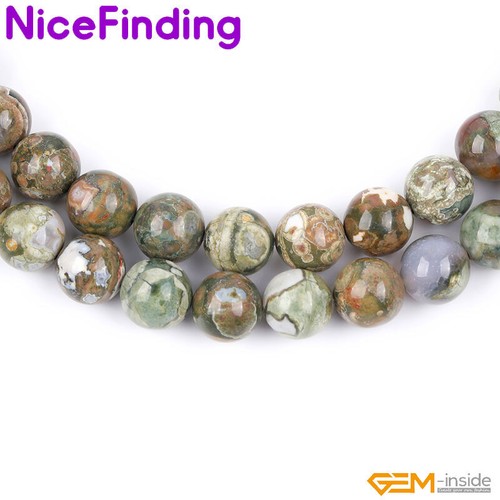Natural 3A Green Rhyolite Jasper Round Gemstone Beads For Jewelry Making 15" US - Picture 27 of 37