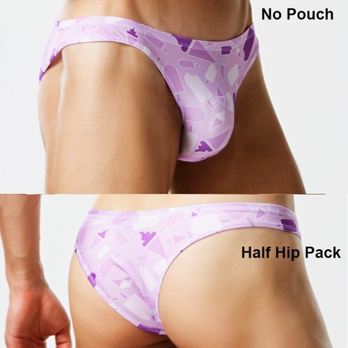 Men Sexy Bikinis Purple Ice Cream Low Waist Swimwear Briefs Thong Bathing Suits - Picture 20 of 27