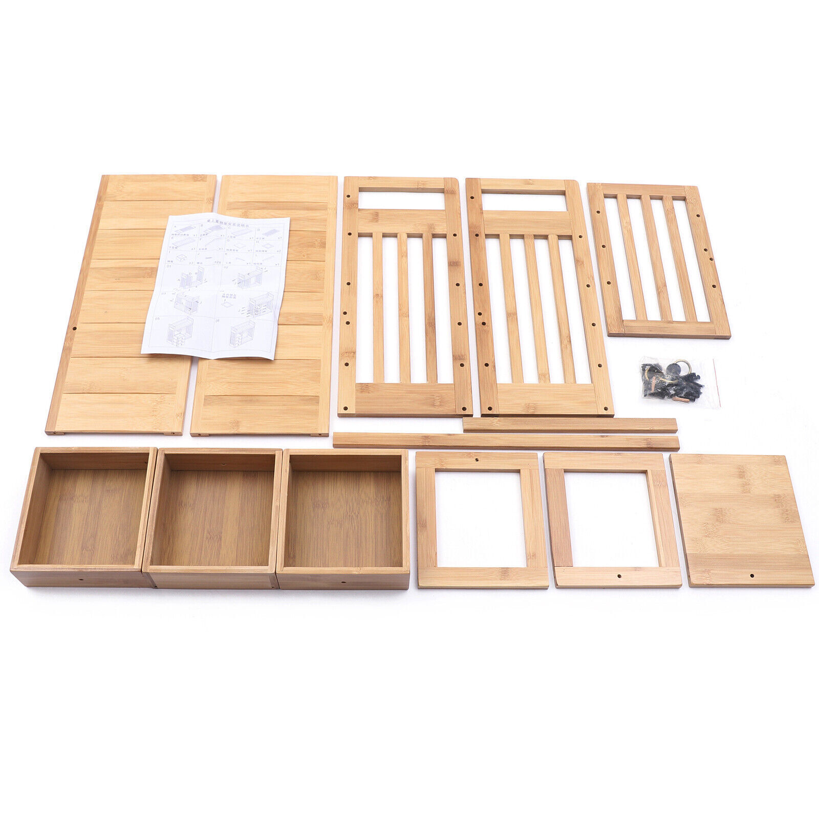 Expandable Desktop Organizer Tabletop Bookcase Small Bamboo Desk Bookshelf