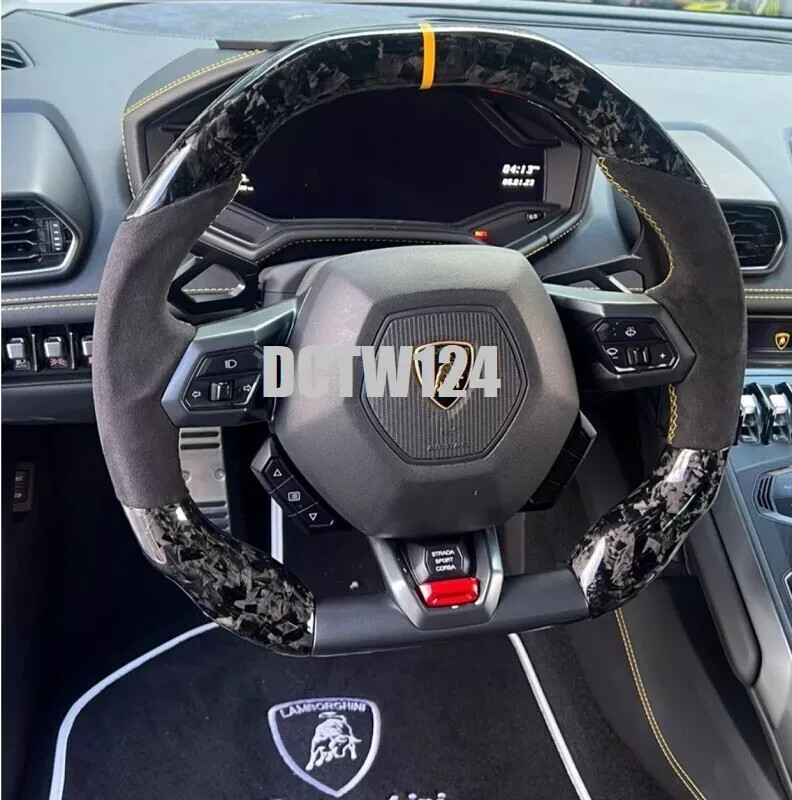 Real Carbon steering wheel Lamborghini Huracan model Orange Ring and Stitching