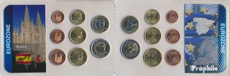 Espagne 2009 neuf unc series de monnaie 2009 1 cent jusqu'à ce que 2 euro - Photo 1/1