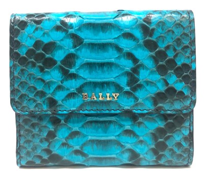 Bally Women's Blue Blush Python Snake Skin Bifold Wallet