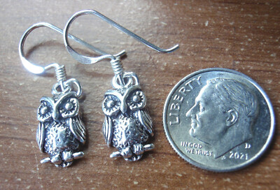 Knowing Wise Owls 925 Sterling Silver Dangle Earrings
