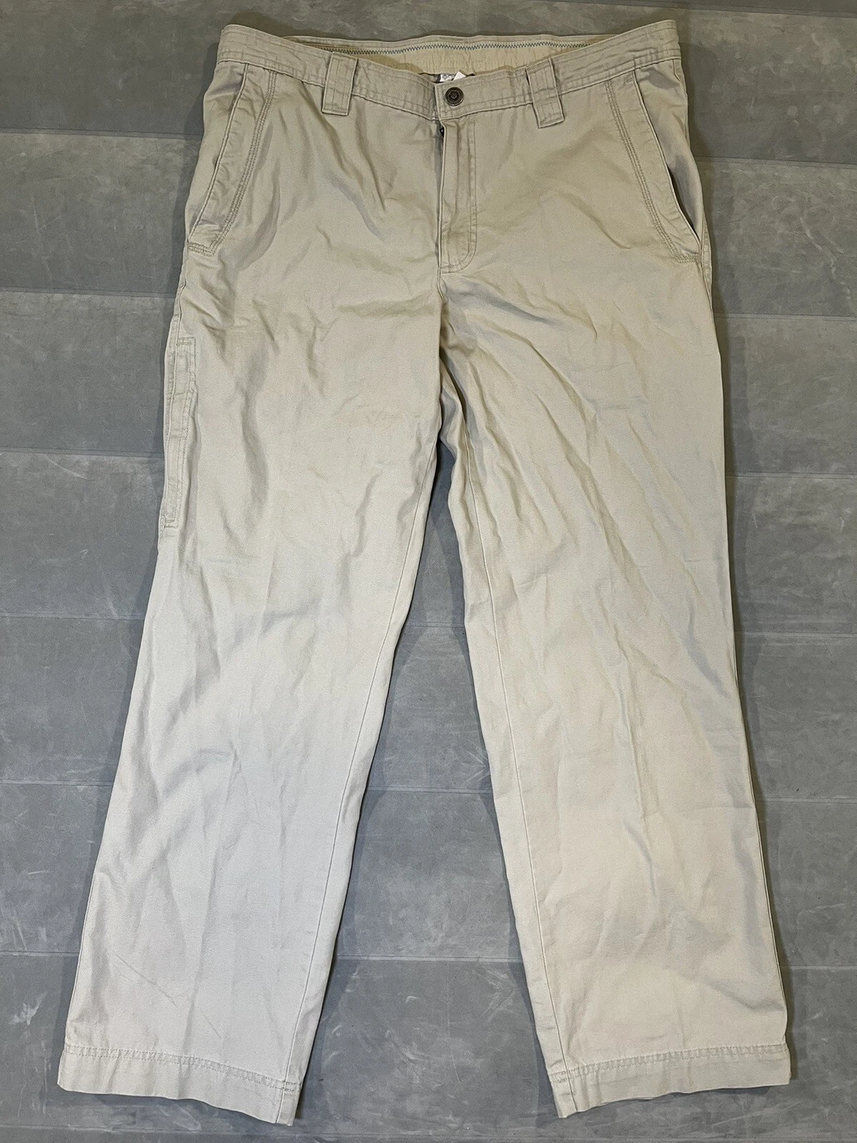 Mens Columbia Regular Fit Cargo Pants Beige Fishing Hiking Camp 36x32