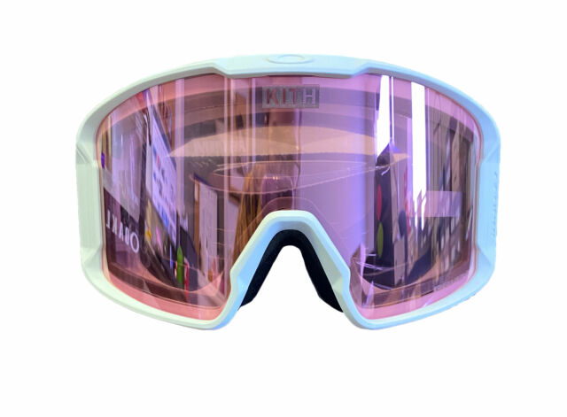 OAKLEY X KITH Unisex White/Pink Spectrum Line Miner Prizm Snow Goggles RARE NIB