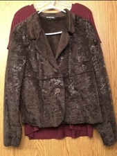 Womens jacket blazer large brown button up
