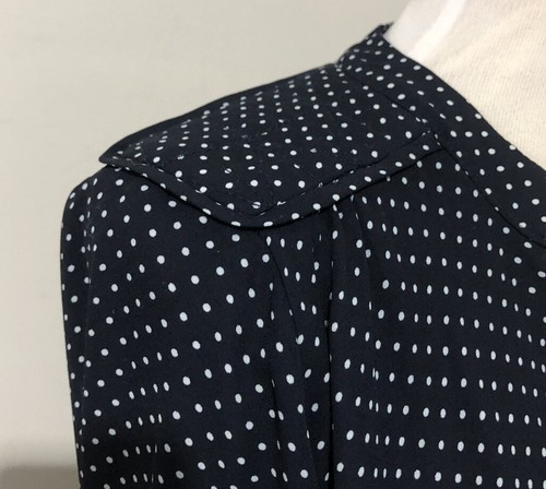 SEED HERITAGE Navy Polka Dot Wrap Assymetric Blouse. Size 6-8. GUC - Picture 5 of 9