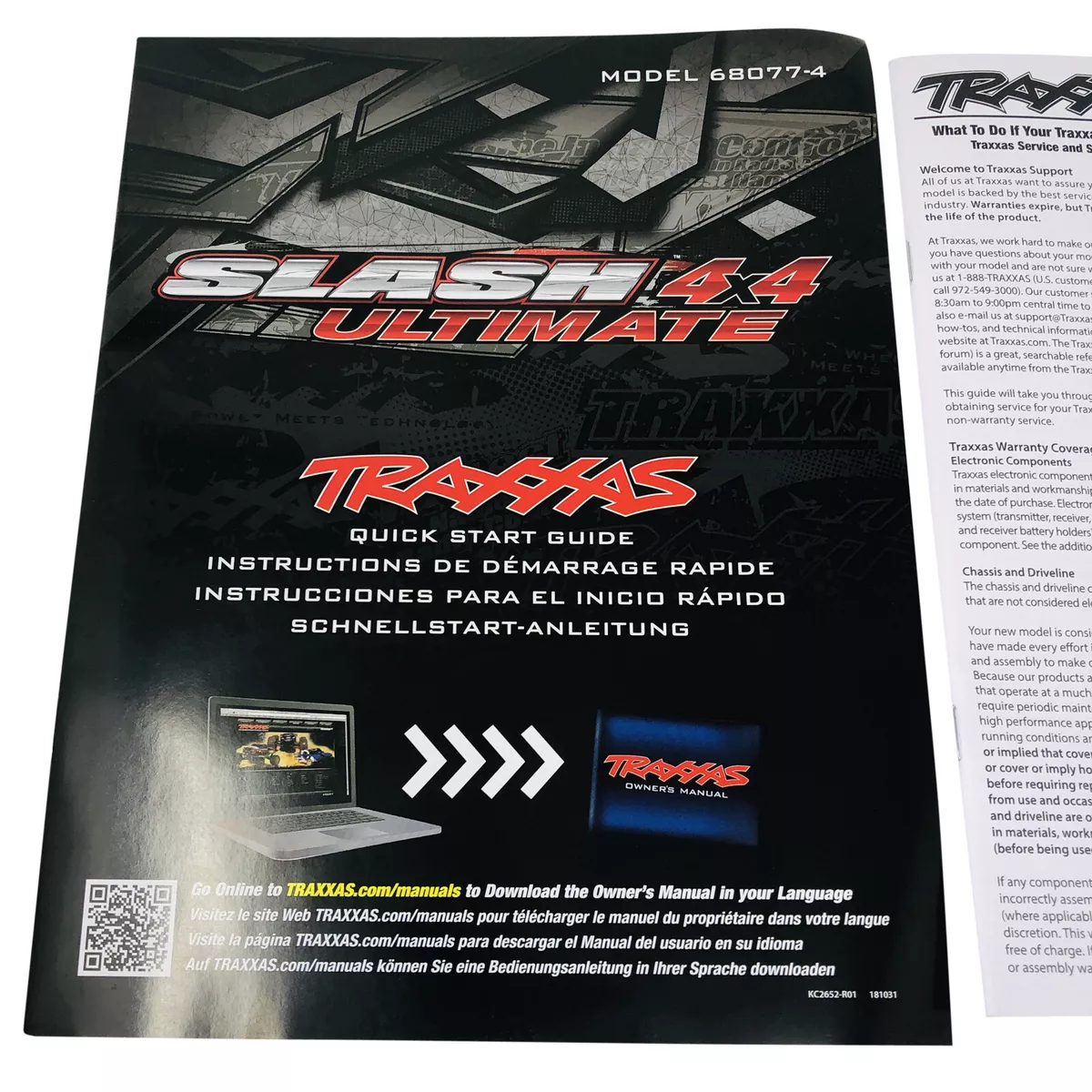 Traxxas Slash 4x4 Ultimate Model 68077 4 Quick Start Guide Manual Pack New