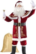 Santa Claus Costume 12pcs Set, Christmas Professional Outfit