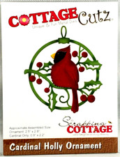 Cardinal Holly Ornament Christmas Bird CottageCutz Metal Die CC-333 2.75" x 2.5"