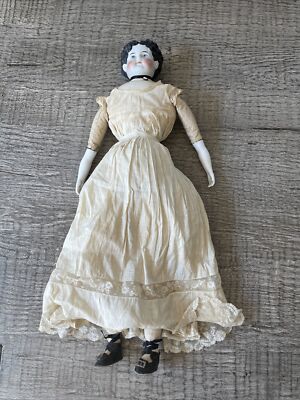 Antique German Porcelain China Head Doll Original Dress