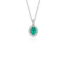 14k White Gold Wedding Necklace 1.30Ct Certified Lab Grown Emerald  Diamond