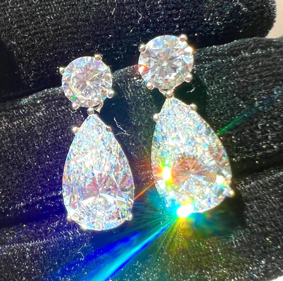 24 Ct Treated Certified Gorgeous Off White Diamond Dangler Earrings, 925 Silver - Image 4 of 4