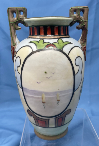 NIPPON Noritake Moriage Sailing Ship Vase 6.25" Tall - Picture 2 of 4
