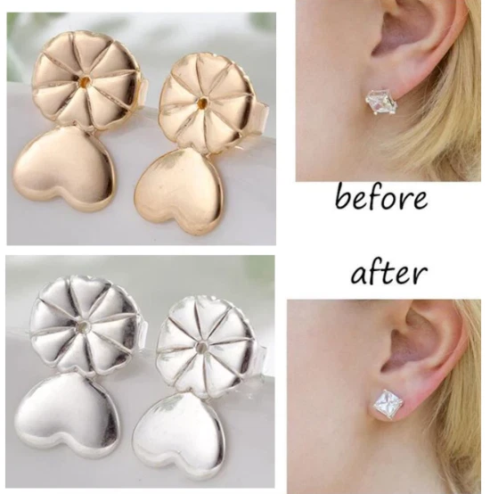 1 Pair Earring Lifters Gold Silver Earring Backs for Droopy Ears  Hypoallergenic