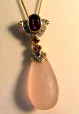 18K Solid Gold "Princess" Diamond Gemstone Necklace  SALE-SAVE $1,600.  #459