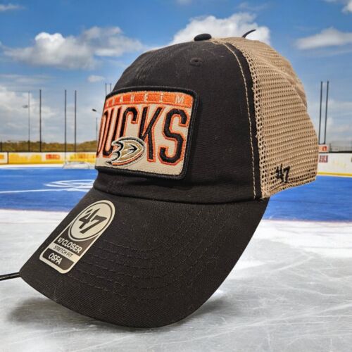 Para hombres '47 Negro Anaheim Ducks Parche Limpieza Ajustable Sombrero Gorra Negro Naranja - Imagen 2 de 11