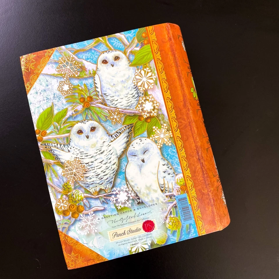Punch Studio Christmas Winter Snowy Owl Magnetic Paper Book Empty Jewelry Box - Image 4 of 4