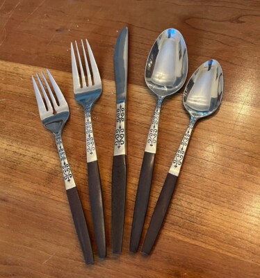 Interpur INR2 Stainless Brown Synthetic Wood Handle MCM Flatware